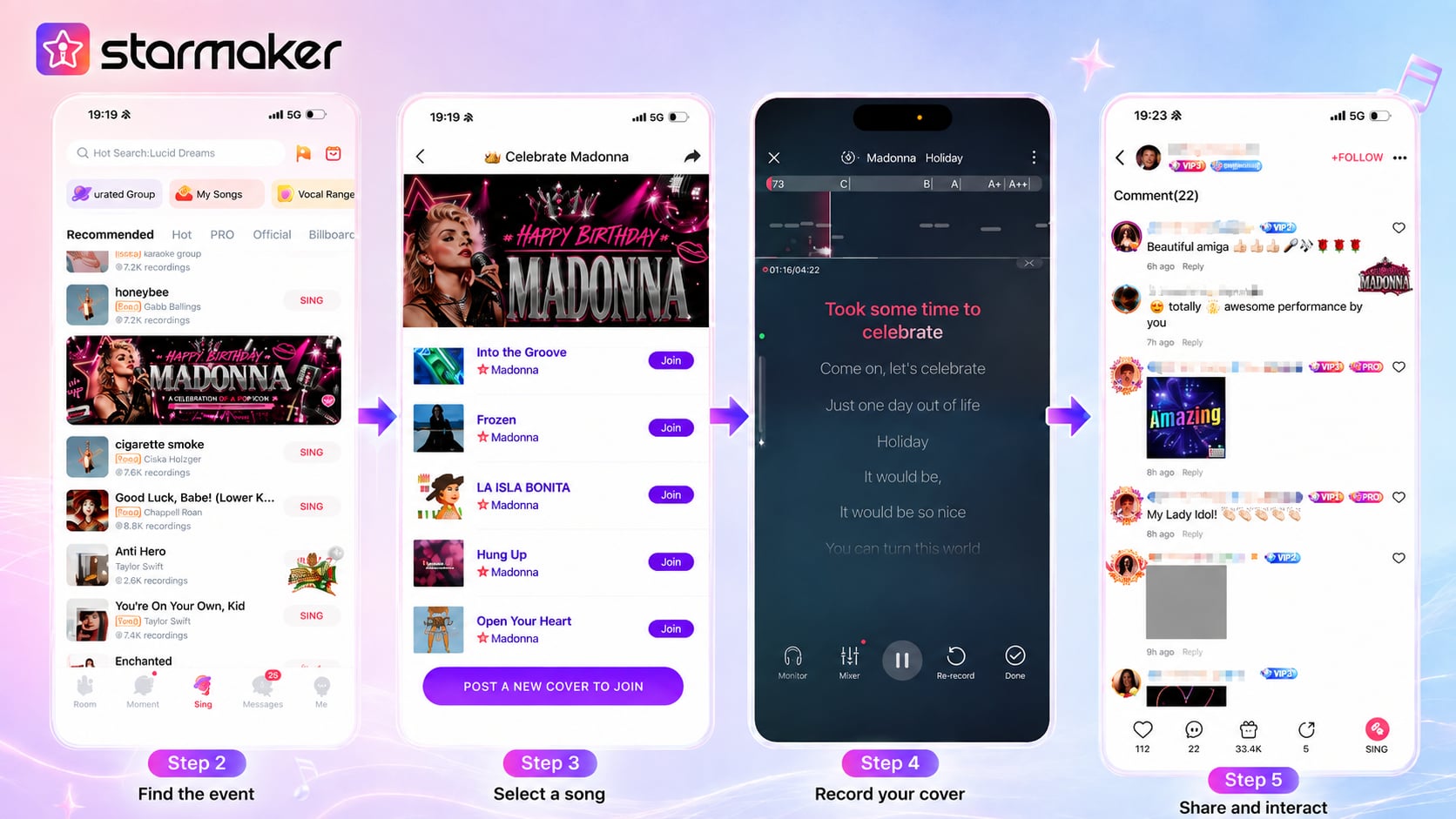 Step-by-step guide on how to join the Madonna birthday singing challenge on StarMaker